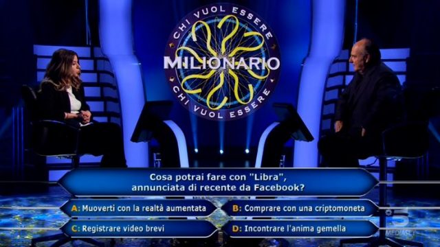 Chi vuol essere milionario diretta 29 gennaio - La quarta domanda per Beatrice Amorosi