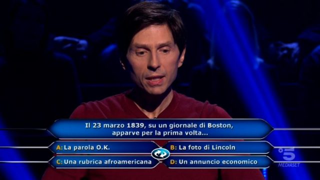 Chi vuol essere milionario diretta 12 febbraio - Alessandro Limiroli risponde alla domanda numero nove dopo lo Switch