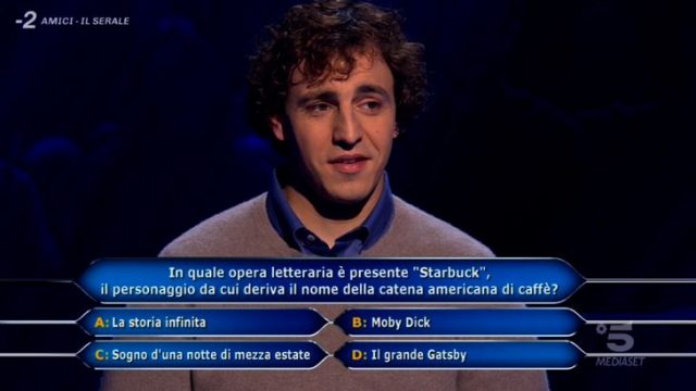 Chi vuol essere milionario diretta 26 febbraio - Brenno fissa il traguardo alla decima domanda