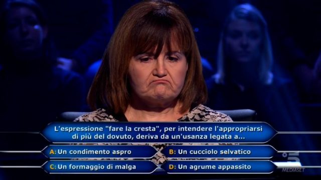Chi vuol essere milionario diretta 12 febbraio - Maria Cristina De Gregorio risponde alla quinta domanda
