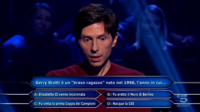Chi vuol essere milionario diretta 12 febbraio la quinta domanda di Alessandro Limiroli