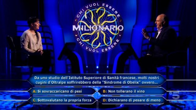 Chi vuol essere milionario diretta 4 marzo - Dodicesima domanda Laura Leonardi