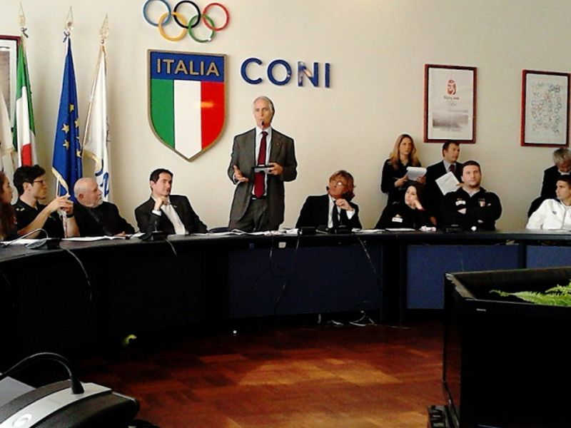 Giovanni Malagò durante la conferenza