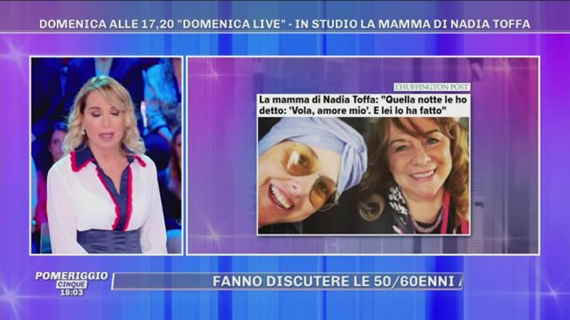 Domenica Live 10 novembre madre nadia toffa