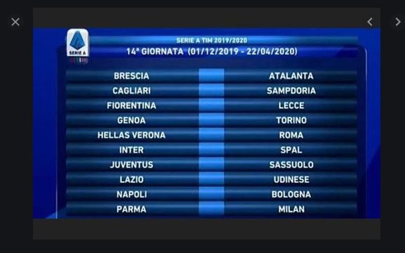 Serie A 14ª giornata di campionato 