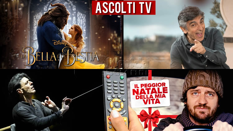 Ascolti Tv mercoledì 25 dicembre 2019