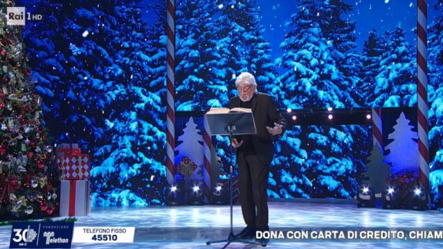 Festa di Natale per Telethon 14 dicembre - Gigi Proietti recita la favola di Pinocchio