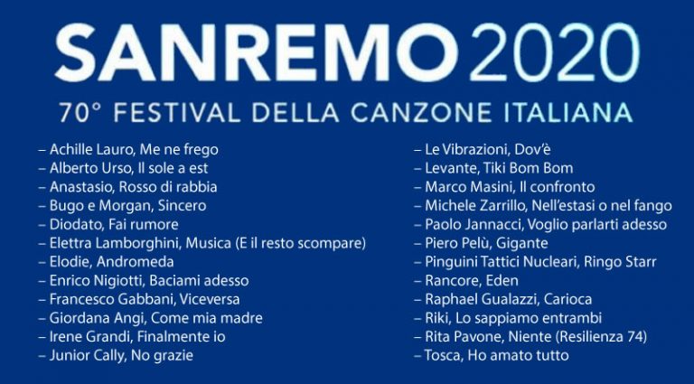 Sanremo 2020 canzoni