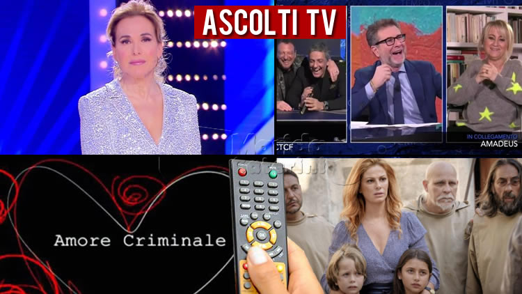 Ascolti TV domenica 9 febbraio 2020