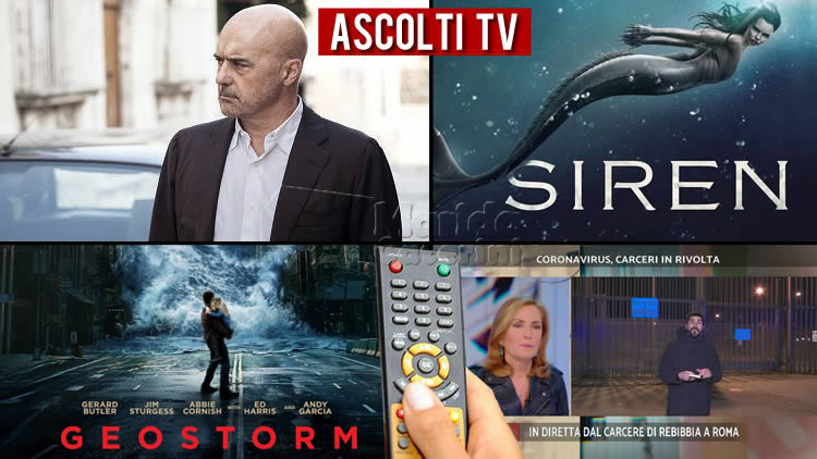 Ascolti TV lunedì 9 marzo 2020