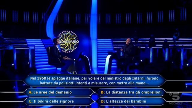 Chi vuol essere milionario diretta 10 settembre - Domanda numero sette Federico Lombardi