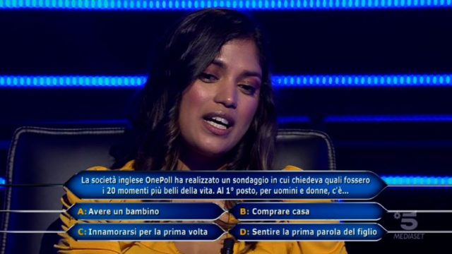 Chi vuol essere milionario 22 settembre, diretta - La nona domanda di Zafiira Mamudale