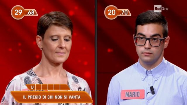 LEredità 28 settembre, diretta - La sfida tra Fabiana e Mario