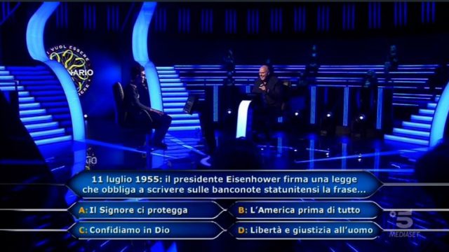 Chi vuol essere milionario 15 ottobre, diretta - La quinta domanda a Chris Joseph Caraccioli