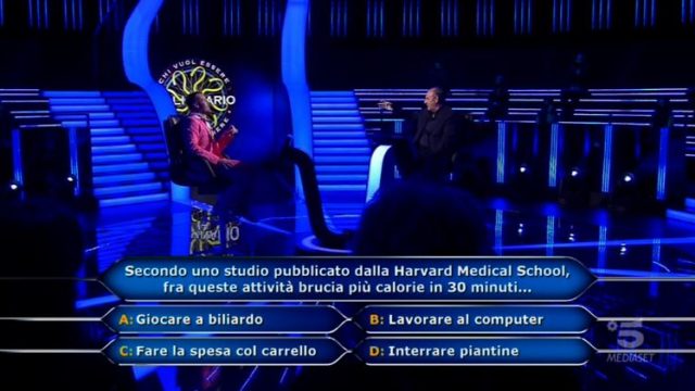 Chi vuol essere milionario 29 ottobre, diretta, la settima domanda di Valerio Liprandi