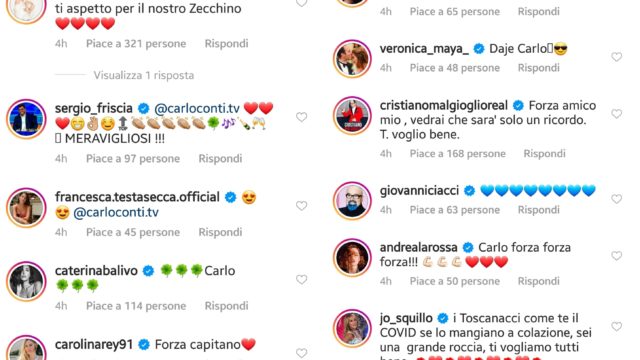 Carlo Conti sintomatico Covid, i messaggi dei colleghi