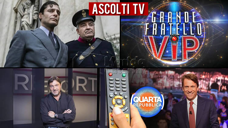 Ascolti TV lunedì 25 gennaio 2021