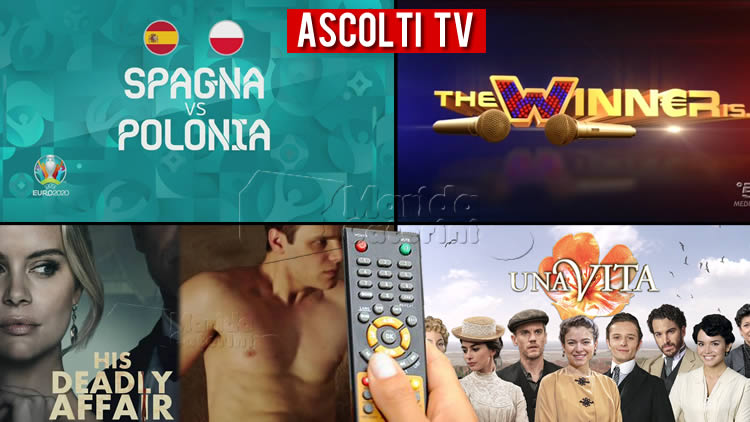 Ascolti TV sabato 19 giugno 2021