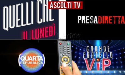 Ascolti TV lunedì 4 ottobre 2021