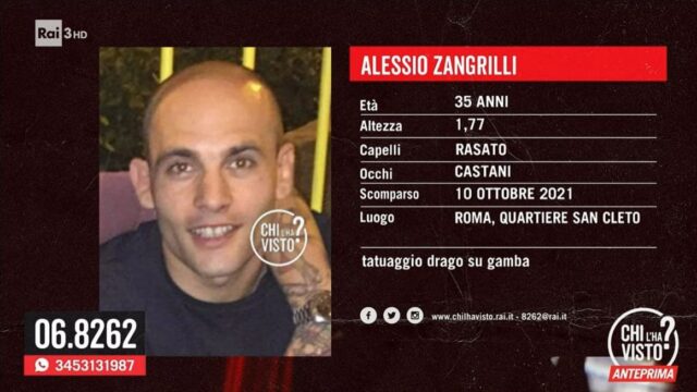 chi l ha visto 13 ottobre alessio zangrilli