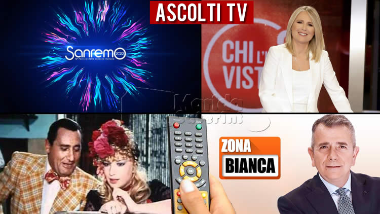 Ascolti Tv mercoledì 2 febbraio 2022