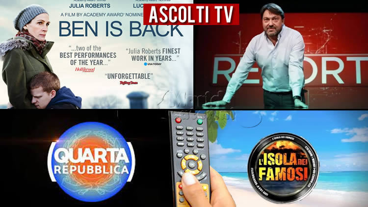 Ascolti TV lunedì 27 giugno 2022