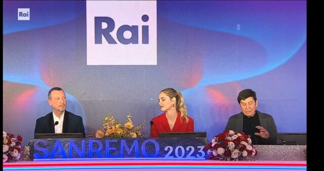 Sanremo 2023 conferenza stampa 7 febbraio Amadeus Morandi Ferragni