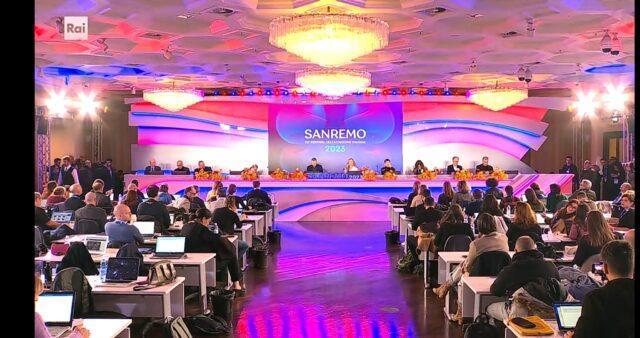 Sanremo 2023 conferenza stampa 8 febbraio parterre